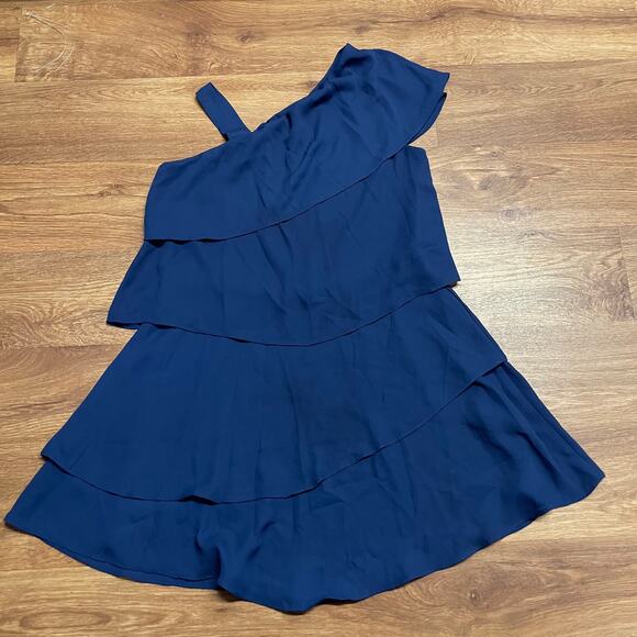 Aqua Girls Asymmetrical Solid Blue Tiered Layered Dress Size 16 Extra Large - Picture 1 of 4